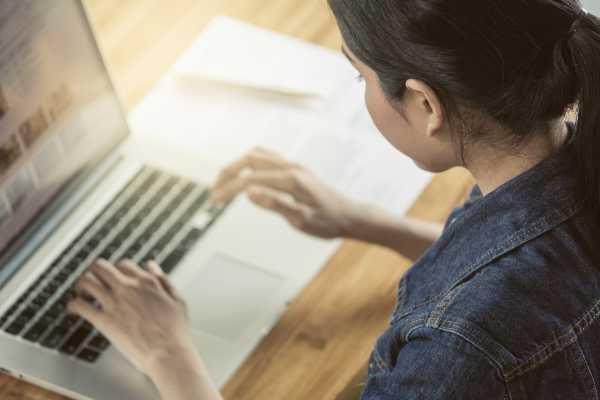 woman on computer