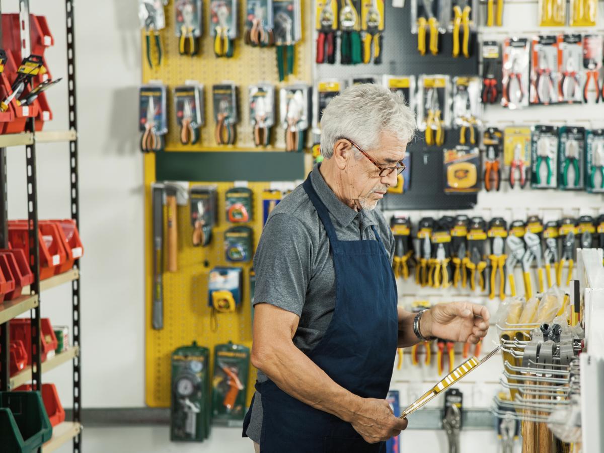 shop owner checking item