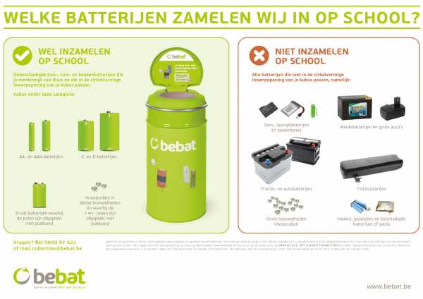 Poster - Welke batterijen mag ik inzamelen op school? Poster - Welke batterijen mag ik inzamelen op school?